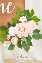 Wedding Decor (Pack of 2) Welcome Sign Flower Backdrop Garland for Ceremony Reception Wall Easel Home Decoration Entryway Faux Outdoor Board Head Table Decor (Blush)