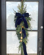 Navy Blue Velvet Ribbon 1'' 25 Yards for Christmas Tree, Gift Wrapping, Flower Bouquet, Wreath Decorations, Bow Making