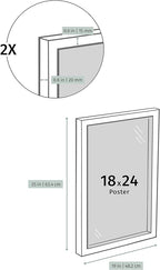 Opposite Wall - 18x24 in - White Solid Wood Picture Frame - Lightweight, Versatile & Shatterproof - Wall Hanging Poster or Photo Frame - Wall Decor for Office, Gallery & Home