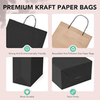 METRONIC Kraft Paper Gift Bags with Handles 16x6x12 Inch 6000 Pack | Christmas, Birthday Party Favors, Retail Shopping, Small Business Bulk | Black Gift Wrap Bag