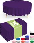 Pureegg Plastic Table Cloth Disposable 10 Pack, 84'' Round Table Cloths, Halloween Party Decorations, Summerween Decor, Halloween Tablecloths, Round, Plastic Cover, Leakproof & Sturdy, Purple