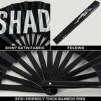 UV Glow Rave Fan, Bamboo Folding Clack Hand Fans Foldable for Men Women, Boots on the Ground Poping Fan for EDM Festival Line Dance Decoration, (Shade Pattern, Large 13")