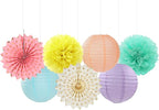Pastel Rainbow Party Decorations Streamers - 14pcs Boy Girl Kids Birthday Supplies,Pink Yellow Blue Paper Lanterns Fan,Tissue Pom Poms,Honeycomb Balls, Baby Shower Wedding Decor Lasting Surprise