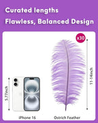 NEWONG 30pcs Light Purple Ostrich Feathers Natural Bulk 11-14inch(28-35cm) Vase Craft Wedding Home Party Centerpieces Christmas Day Decoration