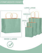 qiqee 100PCS Large Gift Bag with Handles Bulk 13"x4.5"x10" Gift Bags Kraft Light Blue Multiple Uses (32x11x25cm,Wide Large)