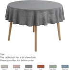 maxmill Lux Faux Linen Tablecloth with Slubby Texture Wrinkle Resistant Anti-Shrink Soft Table Cloth for Kitchen Dining Restaurant Tabletop for Event Holiday Dinner Round 70 Inch Neutral Gray
