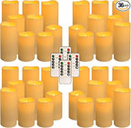 36 Pack Waterproof Flameless LED Candles - Outdoor Battery Operated Candles with Remote & Timer, Realistic Flickering Flame, Safe for Porch, Patio, Weddings, Parties & Home Decor