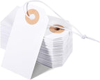 Prudiut 100 Pack Gift Tags with Elastic String White Price Tags Marking Hang Tag Attached Reinforced Hole Writable for Christmas Gifts Inventory Tag Stocking Stuffers 2.75'' x1.37''