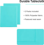 Hiasan 2 Pieces Solid Square Tablecloth - Waterproof and Spillproof Washable Polyester Fabric Table Cloth for Kitchen and Dining Room, Aqua, 54 x 54 Inch