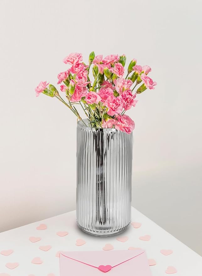 Serene Spaces Living Clear Pleated Glass Votive Holder, Decorative Centerpiece for Wedding, Christmas, Thanksgiving, Party, Dining Table, Living Room, Home Décor, Measures 11" Tall