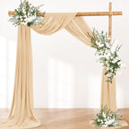 Wedding Arch Draping Fabric 2 Panels 30'' x 18FT Champagne Sheer Chiffon Arch Drapery for Photo Booth Bridal Shower Baby Shower Church Decor Newborn Photography Christening Outdoor Party