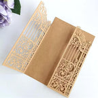 MillaSaw Craft Paper Fence Laser Cut Invitation Card For Wedding Birthday Anniversary 25pcs (4.9"x7.1", brown)