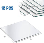 VASUHOME 8" Square Mirrors Candle Plate for Table Centerpieces, Set of 12, 2 mm Thick, Mirror Tiles for Wall, Table Wedding Centerpieces, Party Decor and Crafts