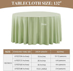 Round Tablecloth 132 Inch 2 Pack Sage Green Tablecloths Washable Decorative Linen Polyester Table Clothes Cover for Dining Table Banquets Buffet Parties and Wedding