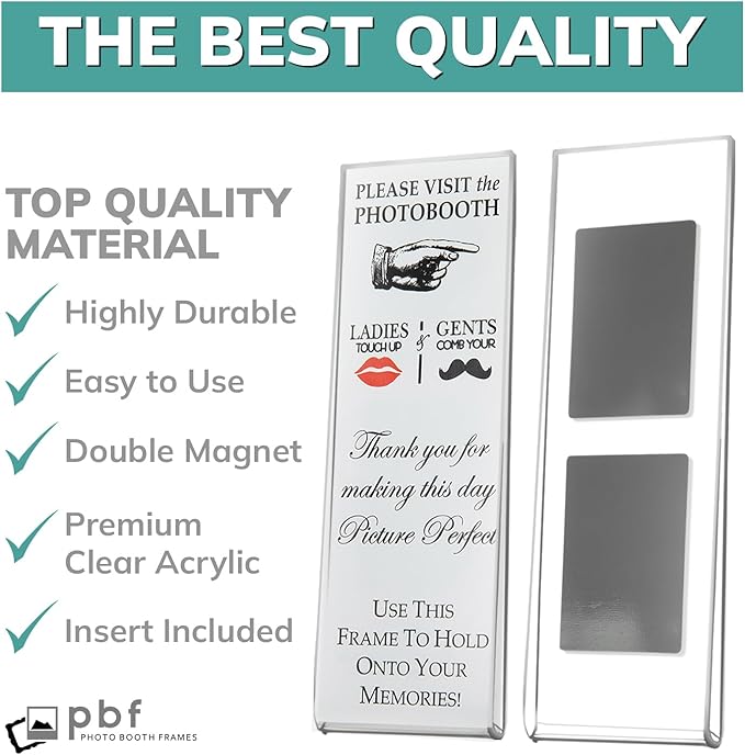 pbf PHOTO BOOTH FRAMES 2x6 Magnetic Picture Frames for Refrigerator | 2 x 6 Clear Magnetic Acrylic Frames for Photo Strips | Magnetic Photo Holders for Fridge, Locker, Sign Holder (50-Pack)