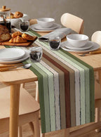 Sage Green Wooden Cotton Linen Table Runner for Dining Kitchen, Wedding Outdoor Party Tablerunners Decoration, Vintage Country Retro Distressed Grain Dresser Scarf Coffee Tablecloth Runners 13''x36''