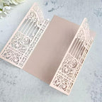 MillaSaw Soft Pink Laser Cut Gate Invitation for Wedding Bridal Shower Birthday Quinceanera Invitation 25 Sets (soft pink, 4.9"x7.1")