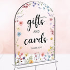 Cards And Gifts Sign, Arch Acrylic Wedding Sign, 5x7 Inch, Wedding Sign Decoration for Wedding Reception & Event Party Table, Bridal Shower Baby Shower Favors for Guests (Flower)