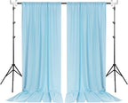 MYSKY HOME 20ft x 10ft Light Blue Backdrop Curtains for Parties, Wedding, Stage - Rod Pocket Sliding Drapes, Photography Backdrop for Baby Showers (5ft x 10ft, 4 Panels)