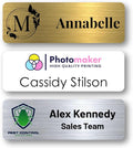 Custom Name Tags - Full Color Logo Name Tags - Scratch Resistant Metal Front & Hard Plastic Back (1.5 x 3 Inch, White)