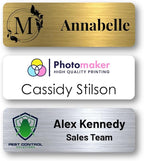 Custom Name Tags - Full Color Logo Name Tags - Scratch Resistant Metal Front & Hard Plastic Back (1.5 x 3 Inch, White)