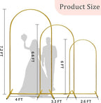U+U Arch Backdrop Stand Set of 3, Gold Arch Stand for Wedding Birthday Party Bridal Baby Shower Balloon Arch Decoration (7.2FT, 6.6FT, 6FT)