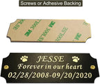 3" W x 1" H Personalized Custom Engraved Solid Brass Plate Frame Name Label Art Tag for Frames with Adhesive Backing or Screws Black