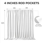 Joydeco White Curtains Backdrop for Wedding Parties, Photo Backdrop Curtains for Wedding Decorations Birthday, Wrinkle Free Polyester 5ft x 10ft Fabric Drape 2 Panels with Rod Pockets