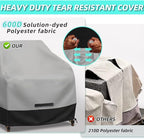 Patio Swivel Chair Cover Waterproof 2 Pack, 600D Heavy Duty Outdoor Furniture Covers for Universal Lawn/Deck/Garden/Backyard Fits up 35" W*38" D*31" H, Gray/Black