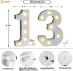 Pooqla 13th Birthday Decorations for Girls Boys, Light Up Number 13 for Party Table Decorations, 13th Birthday Gift for Girls, Backdrop Wall Decor for 13th Wedding Anniversary Decoration