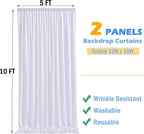 10x10ft Wrinkle Free White Backdrop Curtains for Party Background, 2 Panels 5x10ft Silky Polyester Photo Backdrop Drapes Back Drop Cloth for Wedding Birthday Photography Baby Shower Decor