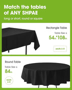 Pureegg Plastic Table Cloth Disposable 10 Pack, 54 x 108 Inch Table Cloths, Halloween Party Decorations, Summerween Decor, Halloween Tablecloths, Rectangle, Plastic Cover, Leakproof & Sturdy, Black