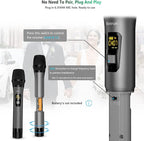 Wireless Microphone, Bietrun UHF Metal Dual Handheld Cordless Dynamic Mic System with Rechargeable Receiver, 1/4‘’Output, for Karaoke, Church, Speech, Wedding, Party Singing(160 ft Range)-Auto Connect