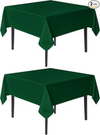 sancua Square Tablecloths 54x54 Inch Hunter Green, 2 Pack - Fabric Table Cloth for Square or Round Tables, Washable Polyester Table Cover for Christmas Dinner, Holiday Party, Display Tables