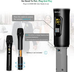 Bietrun Wireless Microphone Dynamic Mic System with Rechargeable Receiver, 1/4" Output, for Karaoke, Church, Speech, Wedding, Party Singing(160 ft Range)-Auto Connect