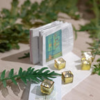 WGV 2 Inch Gold Speckle Square Cube Glass Votive Candle Holder Bulk, Small Tiny Mercury Tea Light 2x2”, 6 Pc