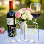 2-Piece Acrylic Wedding Sign Set for Ceremony & Reception - 5x7 Inch clear Guest Book, Cards & Gifts, Please Sign Our Guest Book - Wedding Decor Bundle