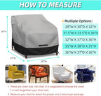 Patio Swivel Chair Cover Waterproof 2 Pack, 600D Heavy Duty Outdoor Furniture Covers for Universal Lawn/Deck/Garden/Backyard Fits up 36" W*37" D*36" H, Gray/Black
