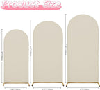 Wedding Arch Covers Arch Backdrop Cover Arch Stand Covers 7.2FT 6.6FT 6FT Set 3 Arch Cover Spandex Fabric Stretchy Backdrop for Wedding Birthday Party Decoration Baby Shower (Off-White)