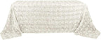Efavormart 90"x132" Wholesale Rectangle Table Cover Ivory Grandiose Rosette 3D Satin Tablecloth for Wedding Party Event Decoration