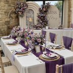 6 Pack Plum Purple Cheesecloth Table Runner 35x120 Inch Boho Gauze Table Runner Rustic Cheese Cloth Long Romantic Table Runners for Wedding Bridal Shower Birthday Party Table Decor