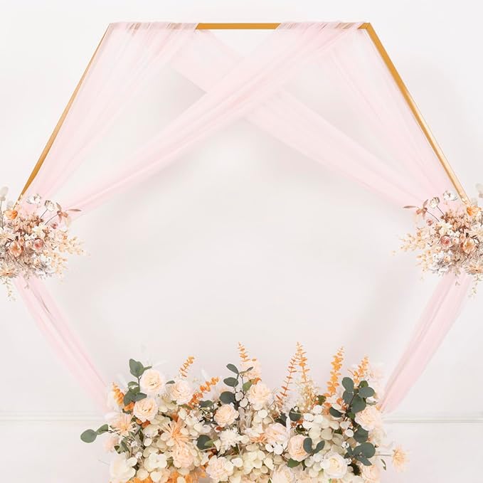 MLMC Blush Pink Wedding Arch Draping Fabric 1 Panel 29" x 20 FT Extra Long Gauze Drapes Sheer Backdrop Curtains 6.6 Yards Airy Outdoor Drapery Panels for Wedding Baby Shower Birthday Decor