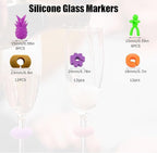 TuTuYa Wine Glass Charms - 52PCS Reusable Silicone Wine Glass Markers for Parties, Weddings, Banquets, Graduations