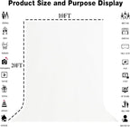 10x20FT Large White Screen Backdrop Photography Backgrounds for Zoom Meeting, Game Live Steaming and Photo Studio Shooting Props