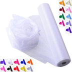 Crystal Organza Fabric Tulle - 16" by 50 Yards Sheer Fabric for Wedding Party Decoration Bridal Shower Tutu Roll Netting Spool Ribbon Wrapping (White)