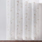 VISIONTEX White Sheer Voile Curtains, Decorative Beige Leaves Embroidery Faux Linen Rod Pocket Window Drapes for Home Kitchen, Living Room and Bedroom 54 x 63 Inch, Set of 2 Curtain Panels