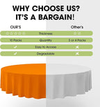 Pureegg Plastic Table Cloth Disposable 10 Pack, 84'' Round Table Cloths, Halloween Party, Thanksgiving Decorations, Harvest, Fall Tablecloths, Round Tables, Leakproof & Sturdy, Orange