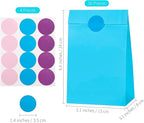 Cooraby 30 Pieces 5.1 x 3.1 x 9.4 Inches Colorful Kraft Paper Bags with 48 Stickers Party Treat for Wedding, Celebration, Birthday Party Supplies (Sky Blue, Light Purple, Pink)