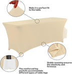 IVAPUPU 2 Pack 8FT Table Cloth for Rectangular Fitted Events Stretch Champagne Table Covers Washable Cover Spandex Tablecloth Protector for Party, Wedding, Cocktail, Banquet, Festival