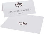Linked Hearts Place Cards, Chocolate (Choose Color), Set of 25, Pre-cut and Scored - Wedding, Party, Dinner, and Special Events - Made in the USA